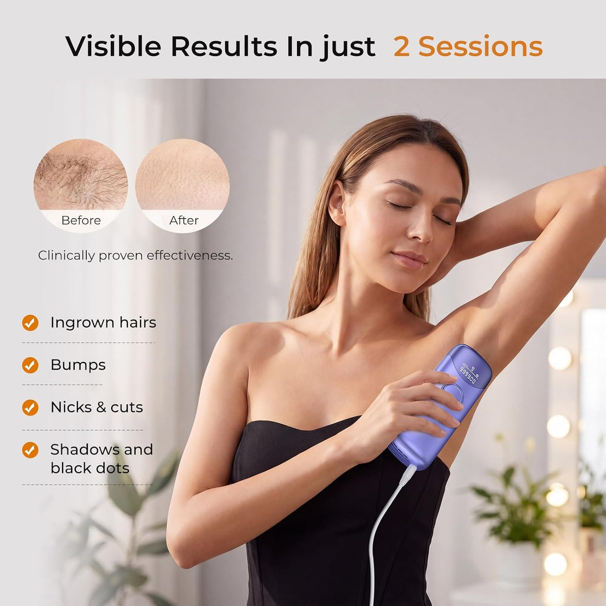 Ubroo 41°F Ice Cooling IPL Hair Removal for Women & Men(Purple) Full‑Body At‑Home Epilator, 97.6% Hair Reduction, Visible In Bikini, Armpits, Legs And Facial Areas