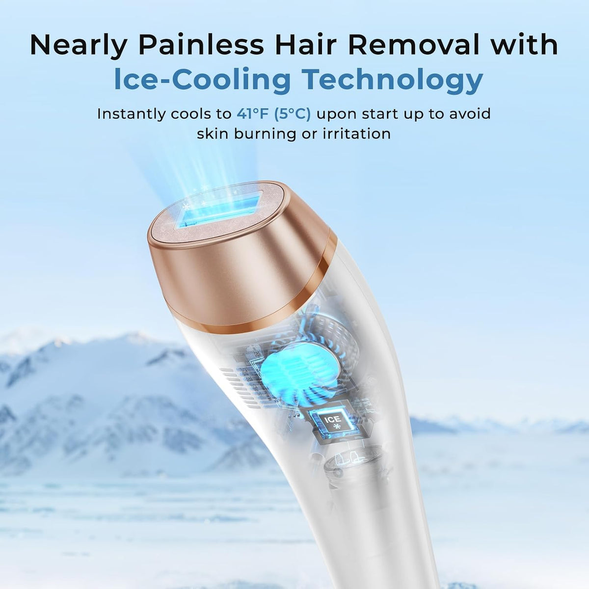 IPL Laser Hair Removal for Women and Men, 41°F Ice-Cooling for Nearly Painless, 90% Hair Reduction in 3 Weeks, 999,999 Flashes for Full Body, Face & Bikini