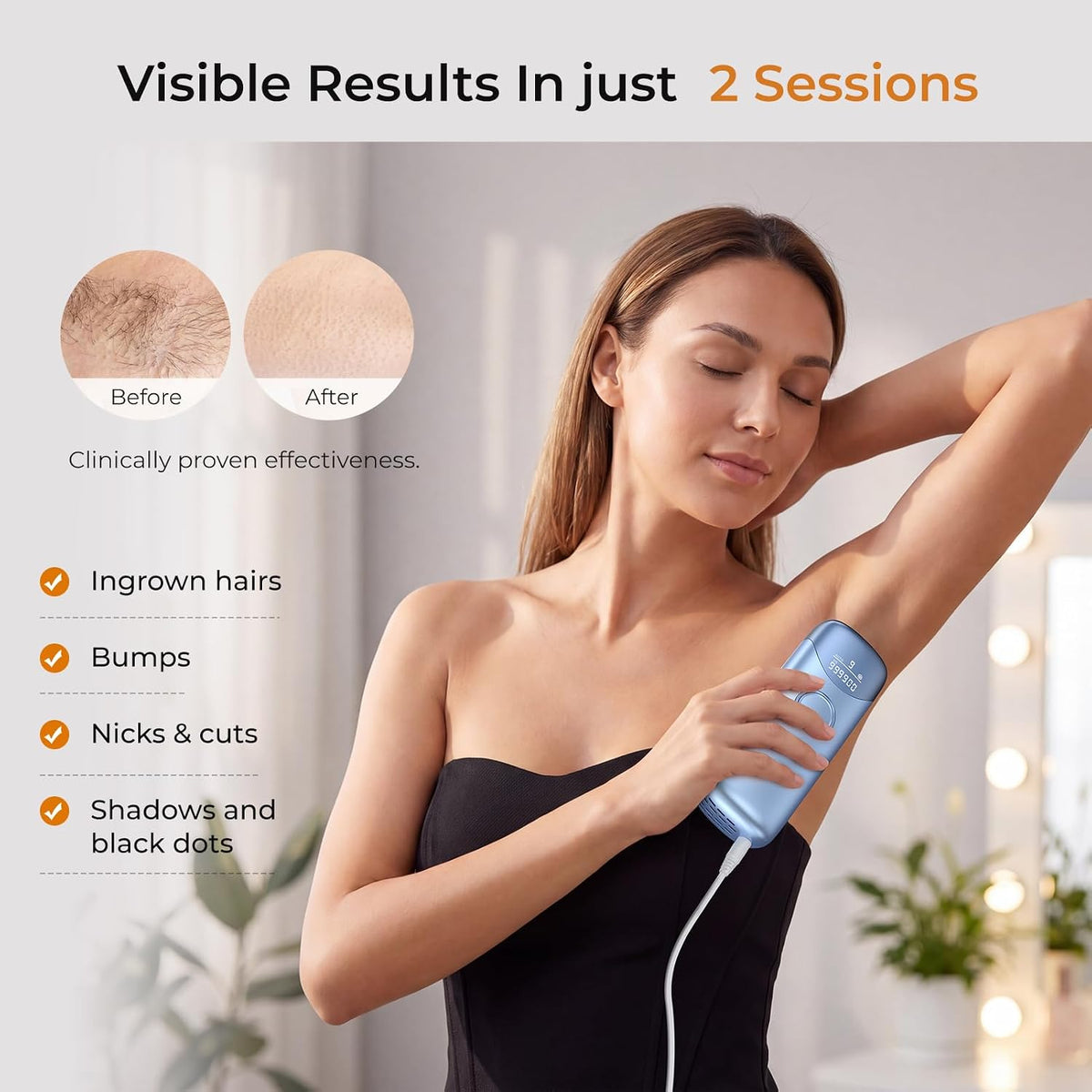 Ubroo 41°F Ice Cooling IPL Hair Removal for Women & Men(Blue) Full‑Body At‑Home Epilator, 97.6% Hair Reduction, Visible In Bikini, Armpits, Legs And Facial Areas