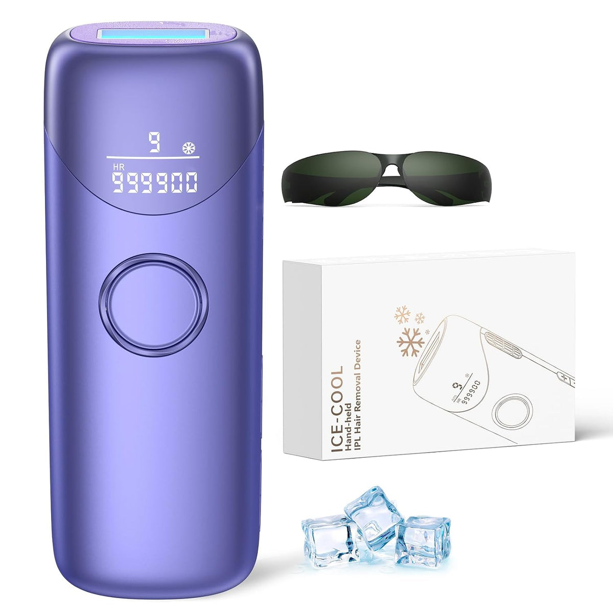 Ubroo Laser Hair Removal for Women, 97.6% Hair Reduction in 2 Session, 5℃ Ice Cooling IPL Hair Removal Device, Hair Removal at Home for Legs Bikini Armpits Facial (Purple)
