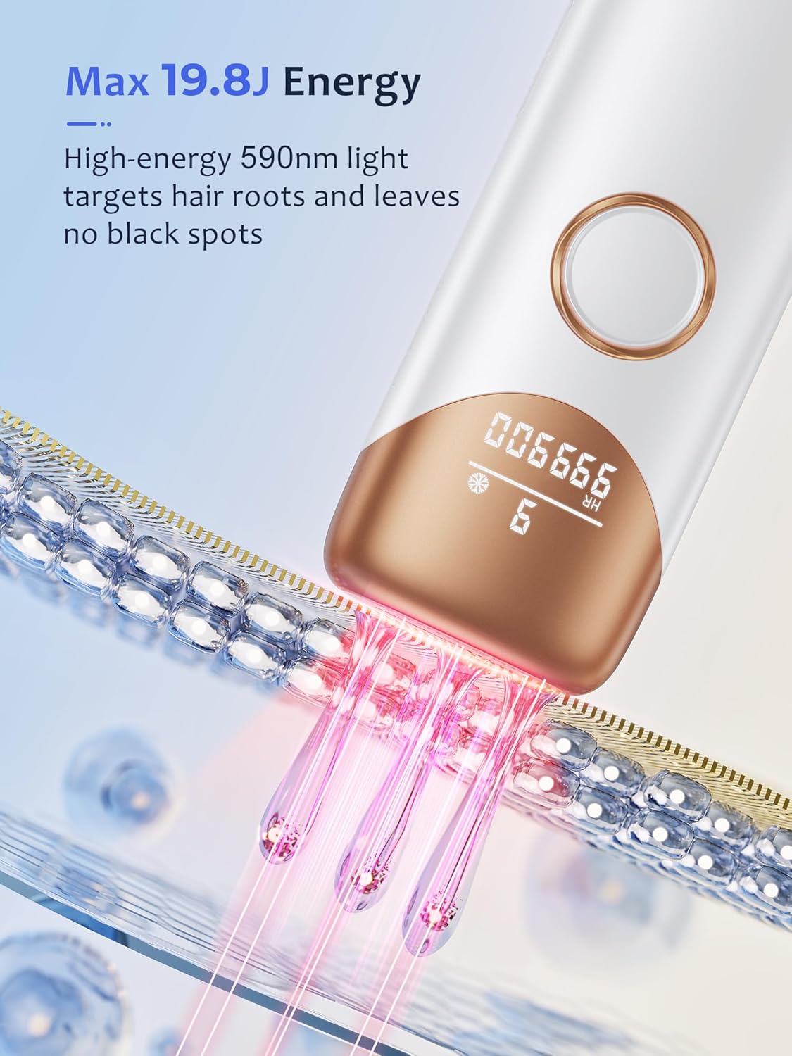 Laser Hair Removal,IPL Hair Removal Device with 5℃ Ice Cooling,At-Home Painless Laser Hair Removal for Women & Men,Body Legs Armpits Use (Gold)