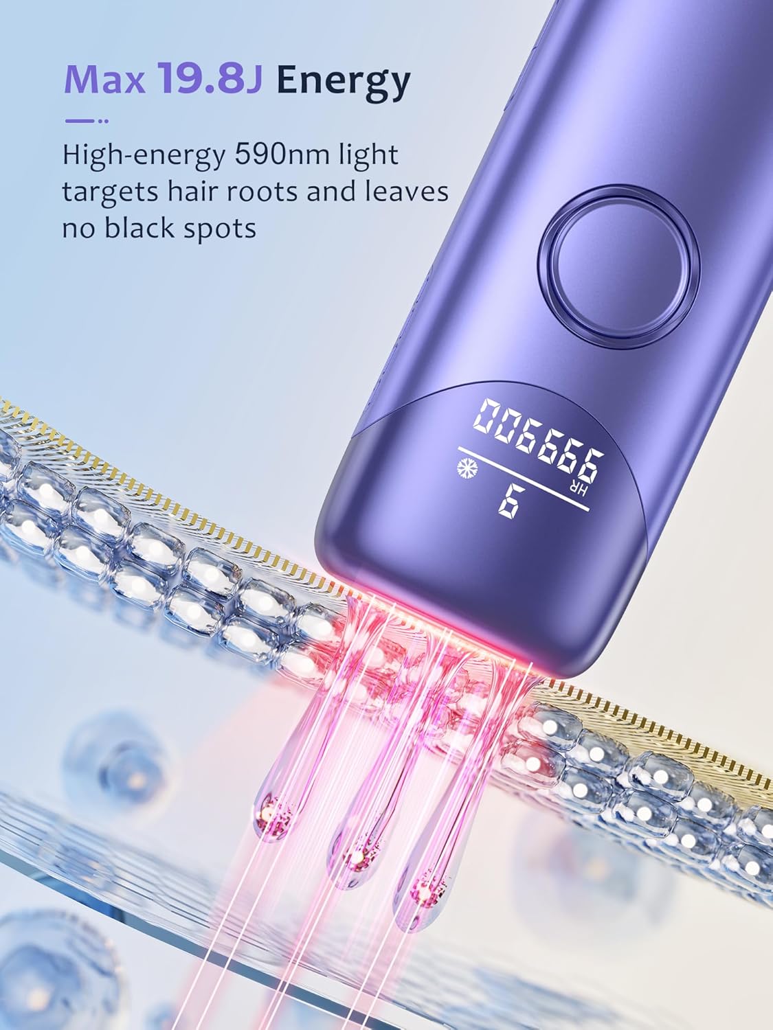 Laser Hair Removal,IPL Hair Removal Device with 5℃ Ice Cooling,At-Home Painless Laser Hair Removal for Women & Men,Body Legs Armpits Use (Purple)