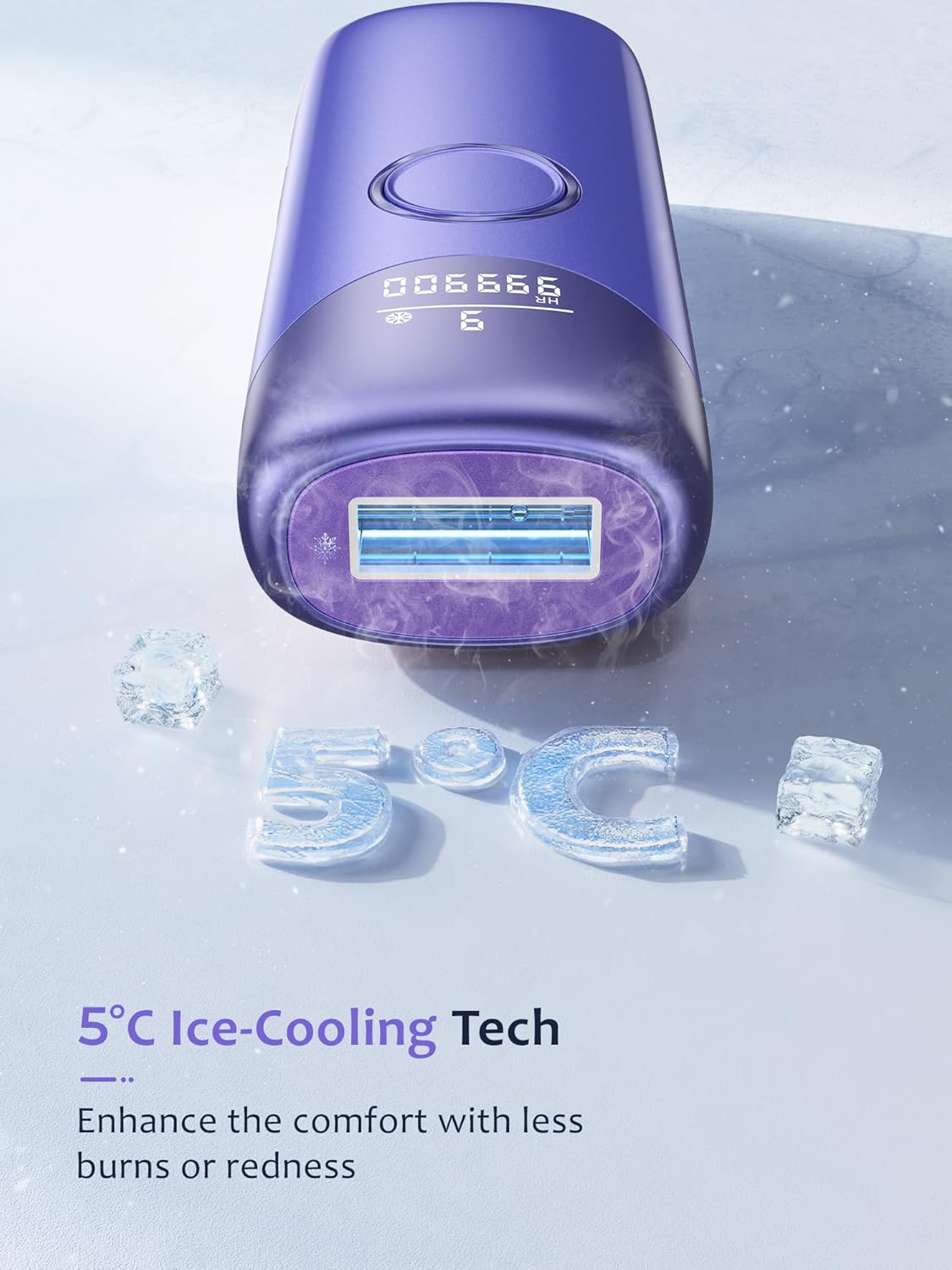 Laser Hair Removal,IPL Hair Removal Device with 5℃ Ice Cooling,At-Home Painless Laser Hair Removal for Women & Men,Body Legs Armpits Use (Purple)