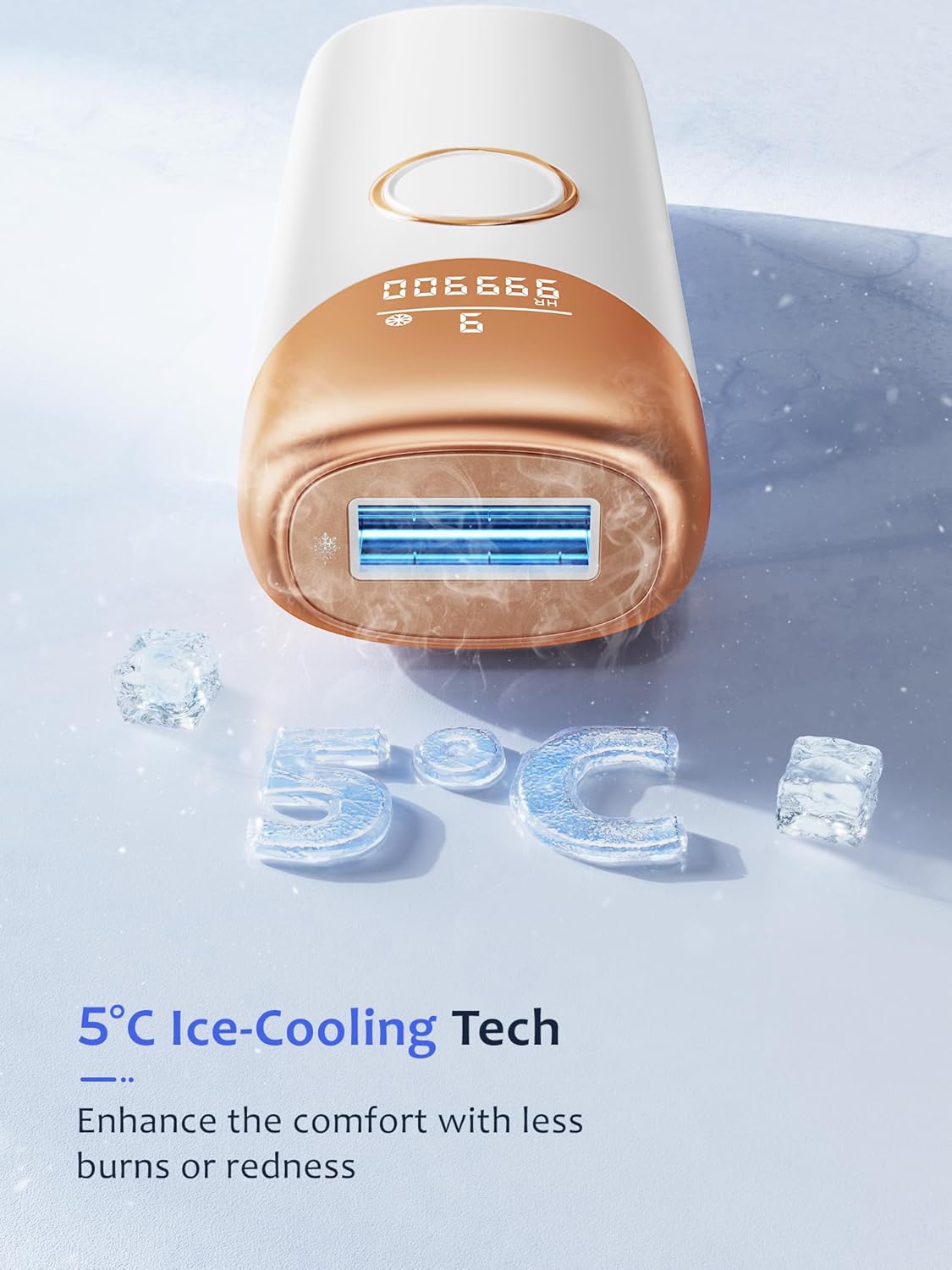 Laser Hair Removal,IPL Hair Removal Device with 5℃ Ice Cooling,At-Home Painless Laser Hair Removal for Women & Men,Body Legs Armpits Use (Gold)