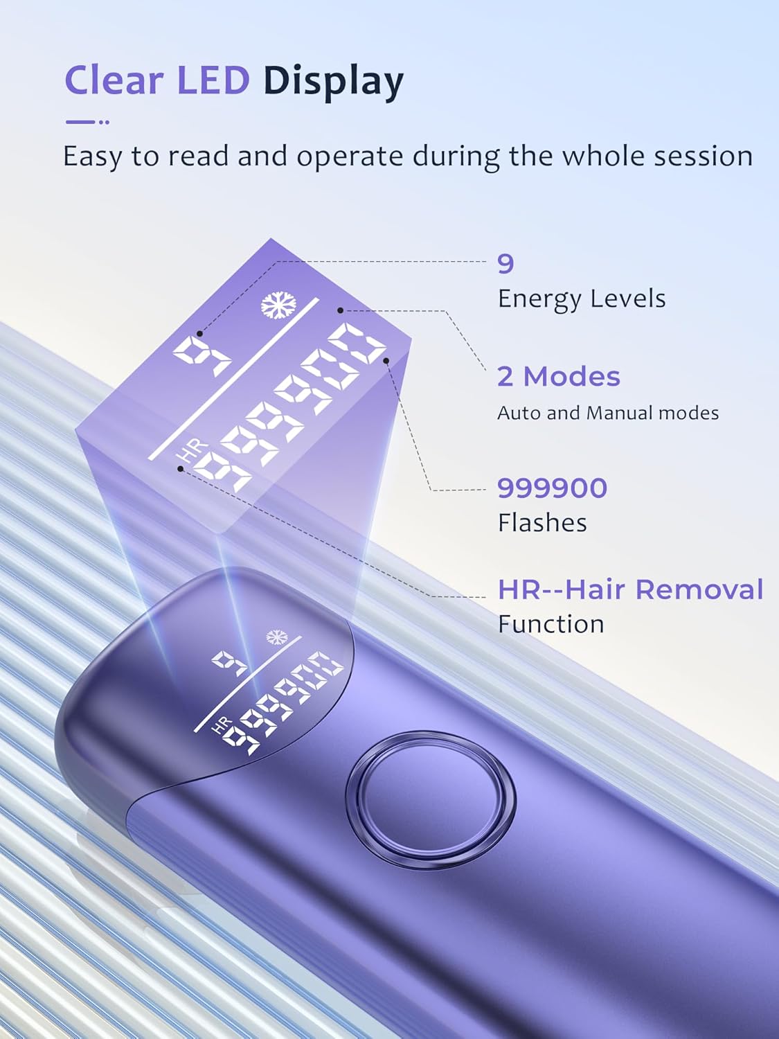 Laser Hair Removal,IPL Hair Removal Device with 5℃ Ice Cooling,At-Home Painless Laser Hair Removal for Women & Men,Body Legs Armpits Use (Purple)