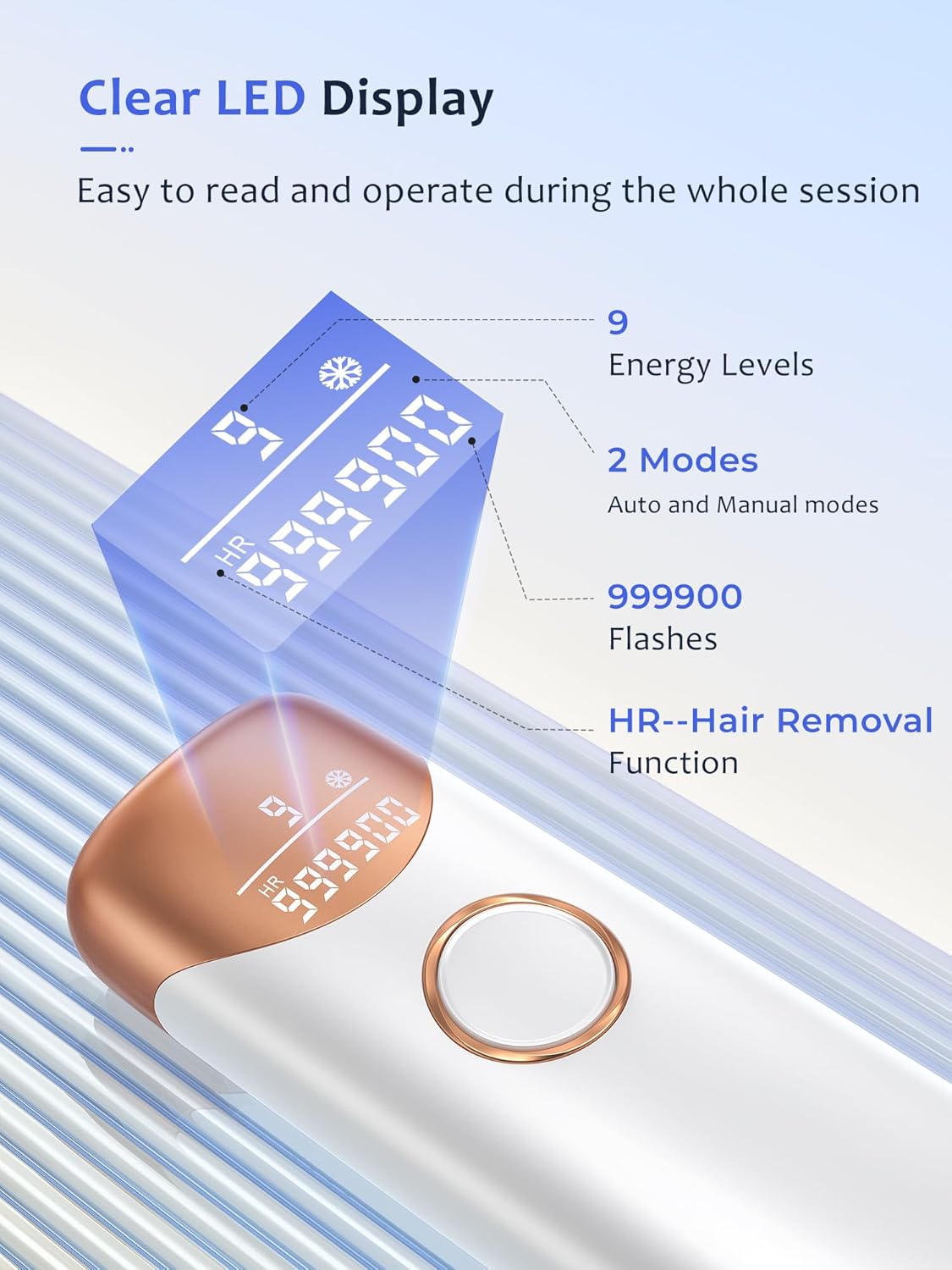 Laser Hair Removal,IPL Hair Removal Device with 5℃ Ice Cooling,At-Home Painless Laser Hair Removal for Women & Men,Body Legs Armpits Use (Gold)