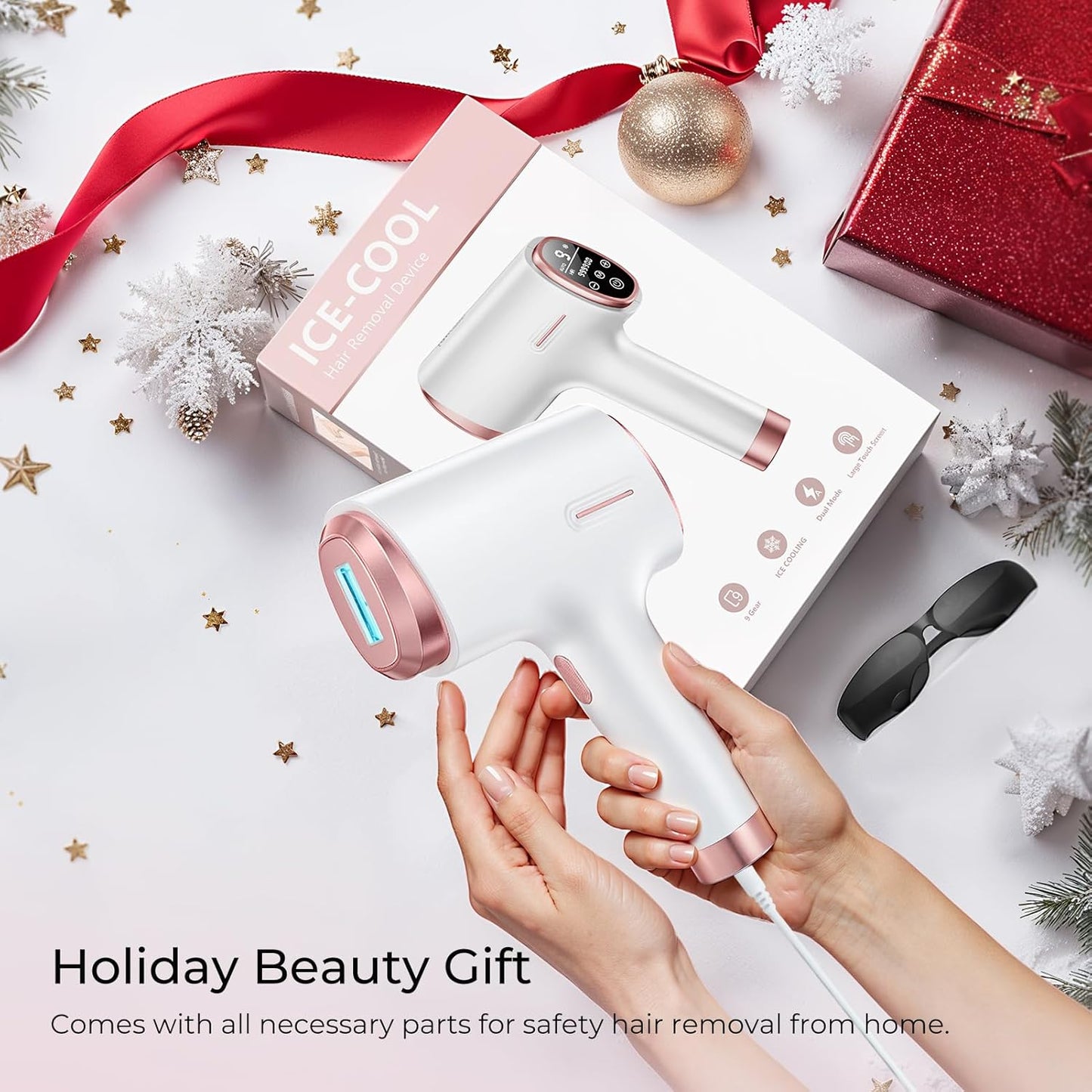 IPL Laser Hair Removal Device - 41°F Ice Cooling Painless Laser for Women Men, Face Body Bikini, 21J Energy, 96% Hair Reduction, At-Home Professional Results