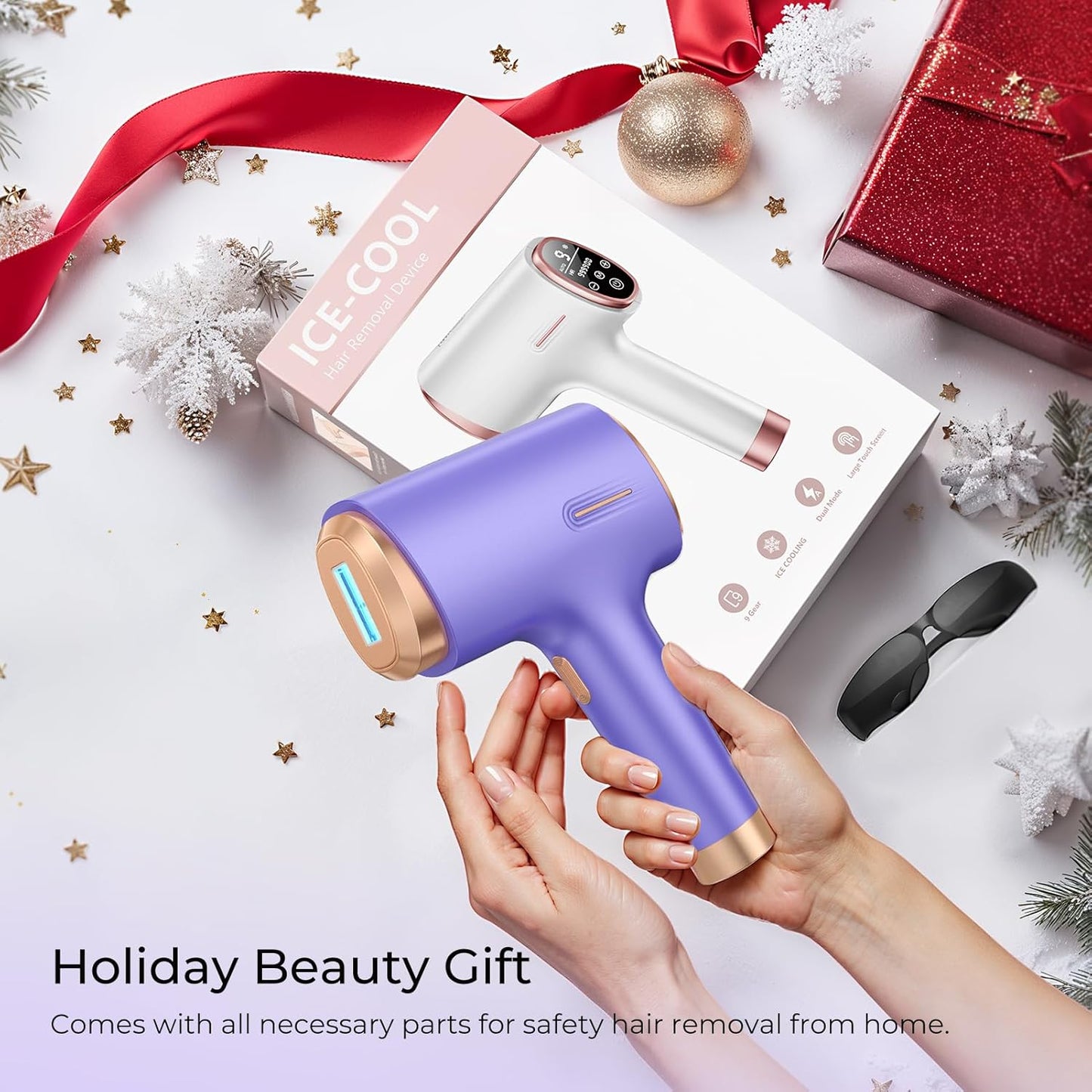 Laser Hair Removal for Women & Men, 45°F Ice-Cooling Contact, Safe & Virtually Painless Alternative to Salon IPL Hair Removal Device, Long-Lasting Hair Removal from Home