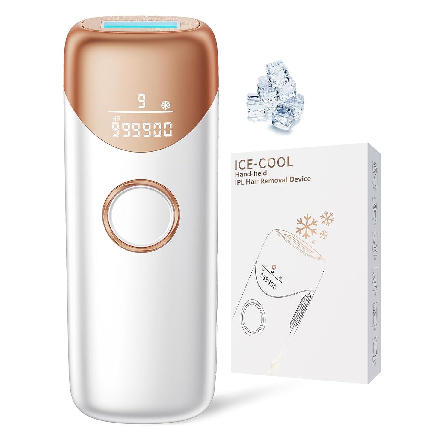 Ubroo Laser Hair Removal with 5℃ Ice Cooling,Hand-held Hair Removal Device IPL Hair Removal for Women and Men,Reduce Hair Regrowth,Full Body Use for Legs,Bikini,Armpits（Gold）