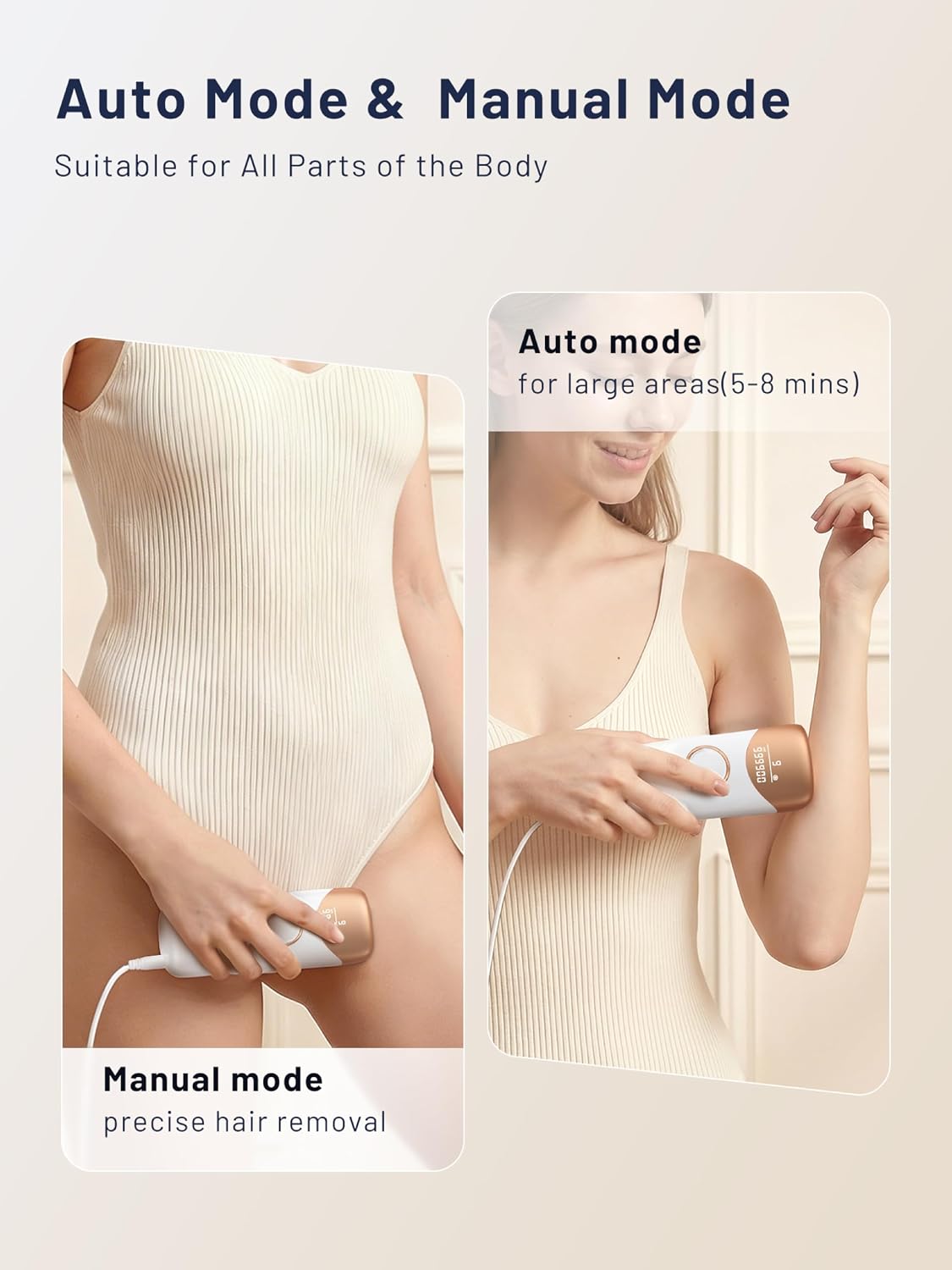 Ubroo Laser Hair Removal with 5℃ Ice Cooling,Hand-held Hair Removal Device IPL Hair Removal for Women and Men,Reduce Hair Regrowth,Full Body Use for Legs,Bikini,Armpits（Gold）